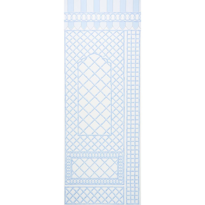 Bamboo Trellis Panel B Blue 5014401 by Schumacher Wallpaper Marie-Anne Oudejans 54.5" - Fabric Carolina -