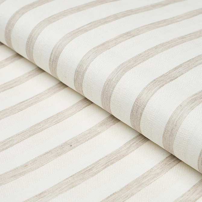 Textured Linen Stripe White 5013020 by Schumacher Wallpaper Textured Wallcoverings & Printed Grasscloths - Fabric Carolina -