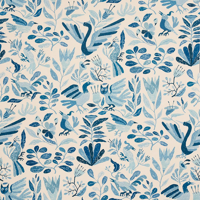 Canopy Blue Birds 5014830 by Schumacher Wallpaper Abel Macias 27.0" - Fabric Carolina -