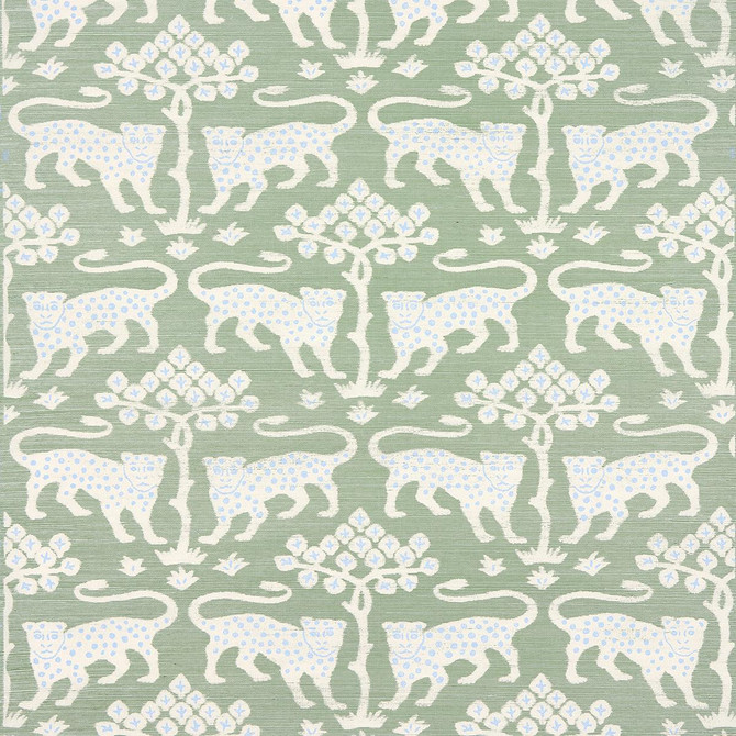 Woodland Leopard Sisal Seaglass 5012300 by Schumacher Wallpaper Textured Wallcoverings & Printed Grasscloths 34.0" - Fabric Carolina -