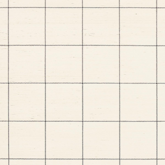 Windowpane Embroidered Sisal Charcoal 5015202 by Schumacher Wallpaper Textured Wallcoverings & Printed Grasscloths 4.38" - Fabric Carolina -
