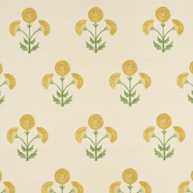 Saranda Flower Sisal Marigold 5016670 by Schumacher Wallpaper Perennial Favorites 34.5" - Fabric Carolina -