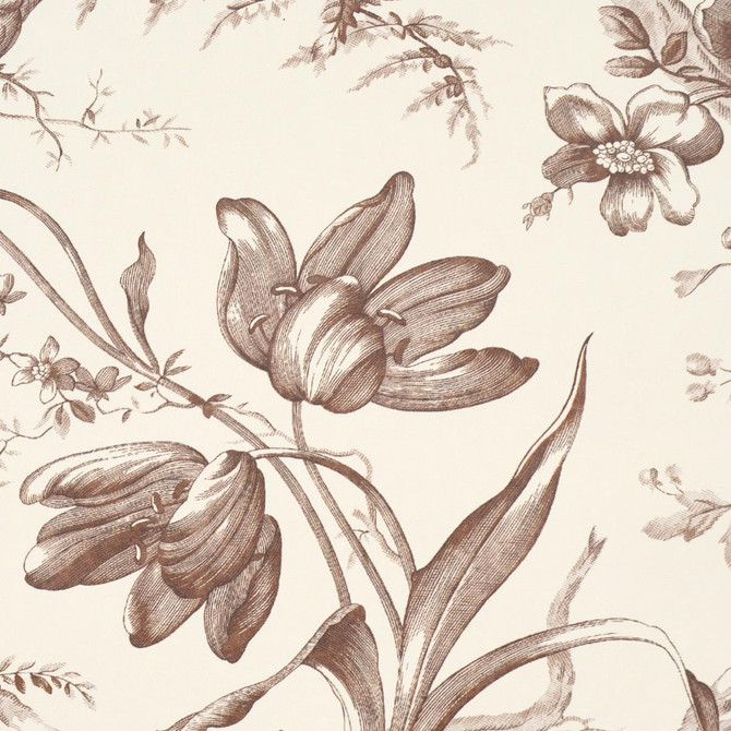 Toile De Fleurs Fawn 5009124 by Schumacher Wallpaper Perennial Favorites 13.5" - Fabric Carolina -