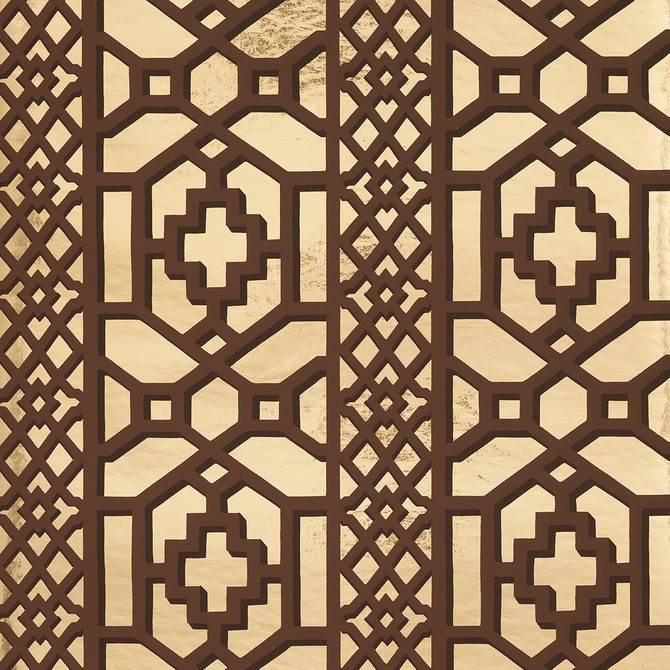 Zanzibar Trellis Mylar Gold Mylar 5013640 by Schumacher Wallpaper Moon River 13.5" - Fabric Carolina -