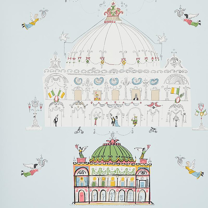 Opera Sky 5012480 by Schumacher Wallpaper Flight Of Fancy 27.0" - Fabric Carolina -