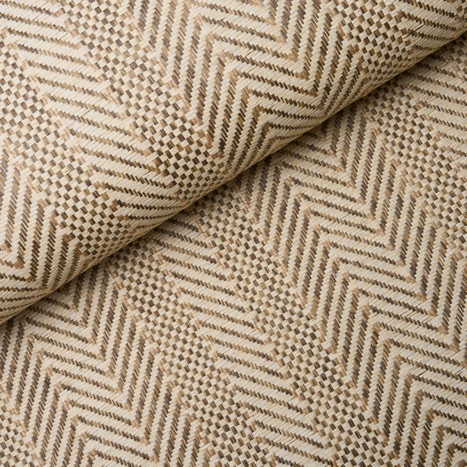 Zig Zag Paperweave Flax 5016601 by Schumacher Wallpaper Textured & Woven Wallcoverings 1.0" - Fabric Carolina -