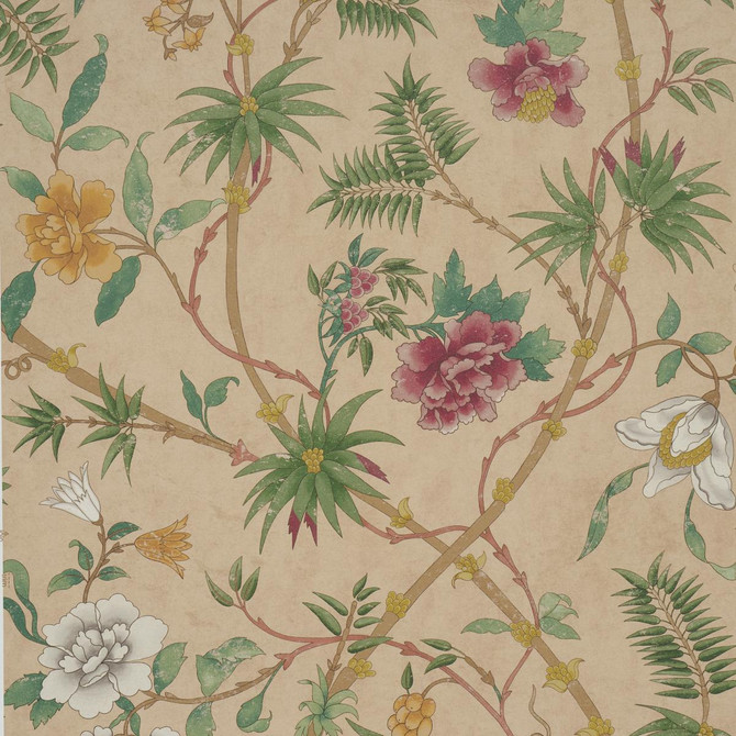 Arasi Botanical Coral 5017170 by Schumacher Wallpaper Botanical Garden 27.0" - Fabric Carolina -