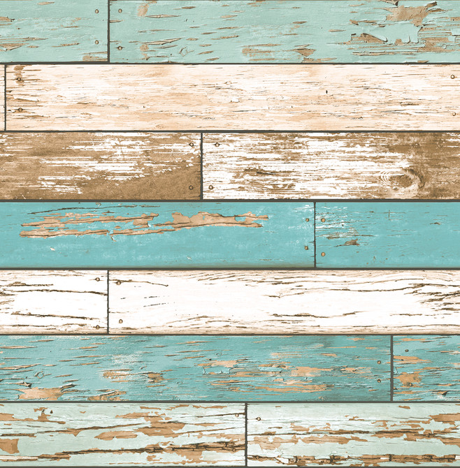 Turquoise Wood Wallpaper by A-Street Prints Reclaimed Covers about 56.4 square feet 20.5-in by 33-ft long roll Unpasted 20.8 - Fabric Carolina -