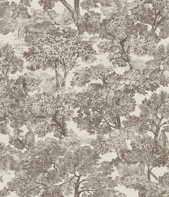 Blyth Brown Toile Wallpaper by Chesapeake Sage Hill Covers about 56.4 square feet 20.5-in by 33-ft long roll Unpasted 24 - Fabric Carolina -