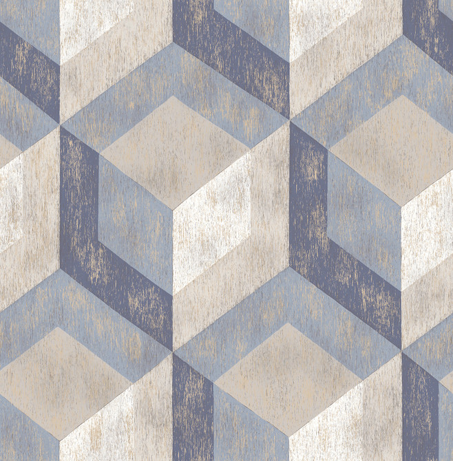Blue Rustic Wood Tile Wallpaper by A-Street Prints Reclaimed Covers about 56.4 square feet 20.5-in by 33-ft long roll Unpasted 20.8 - Fabric Carolina -