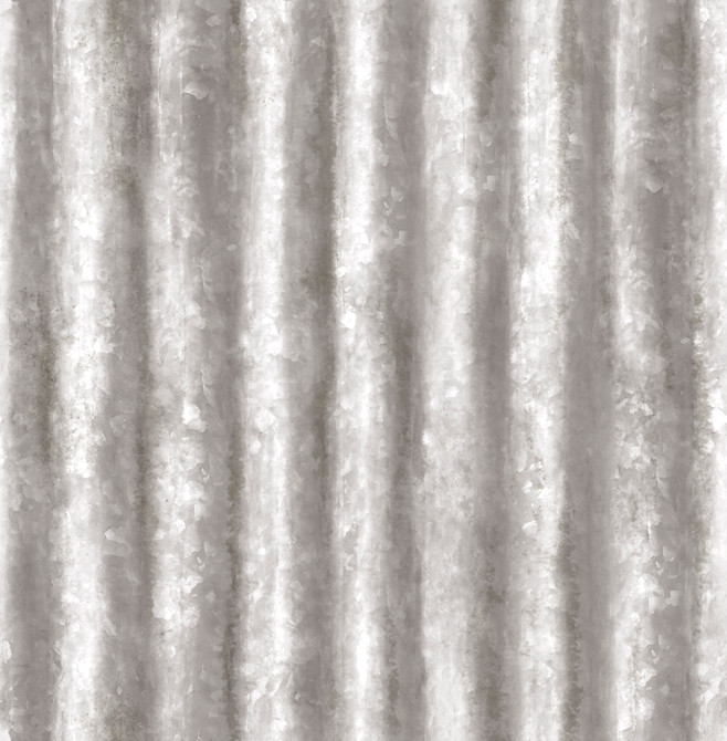 Silver Corrugated Metal Wallpaper by A-Street Prints Reclaimed Covers about 56.4 square feet 20.5-in by 33-ft long roll Unpasted 20.5 - Fabric Carolina -