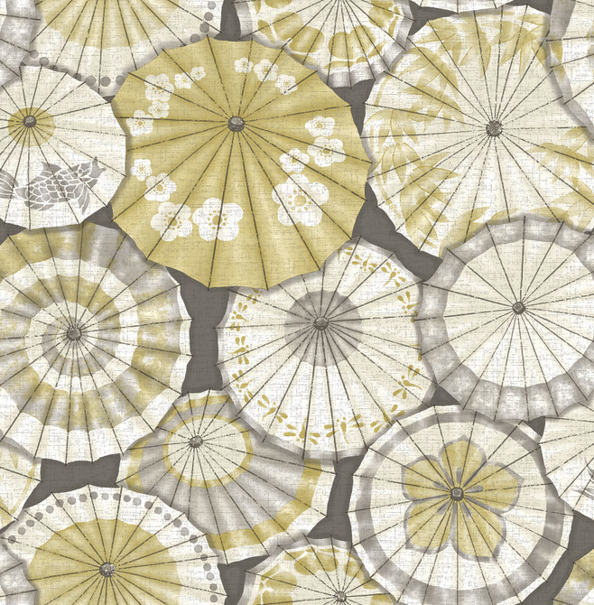 Mikado Ochre Parasol Wallpaper by A-Street Prints Mistral Covers about 56.4 square feet 20.5-in by 33-ft long roll Unpasted 10.4 - Fabric Carolina -