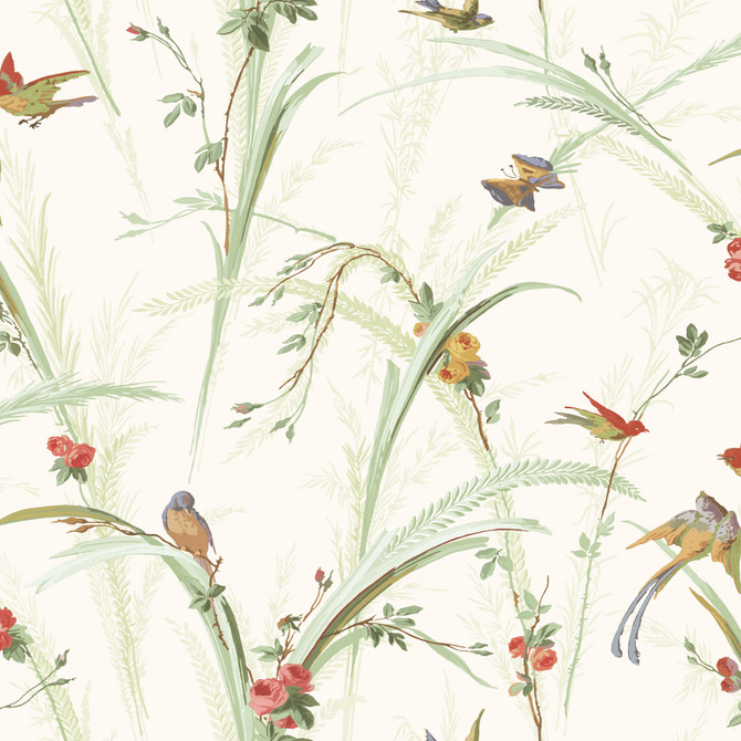 Cheshire Green Meadowlark Trail Wallpaper by Chesapeake Meadowlark Covers about 56.4 square feet 20.5-in by 33-ft long roll Prepasted 20.5 - Fabric Carolina -