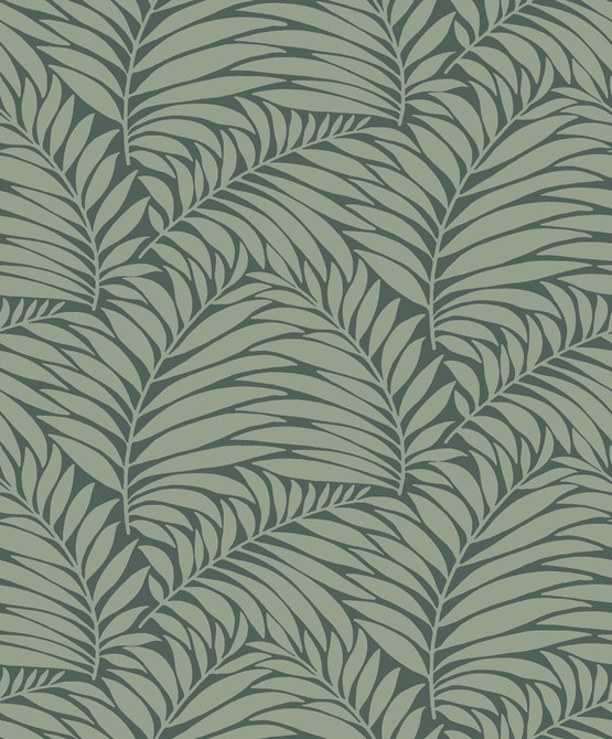Myfair Olive Leaf Wallpaper by Engblad & Co Lounge Luxe Covers about 57.8 square feet 21-in by 33-ft long roll Unpasted 12.5 - Fabric Carolina -