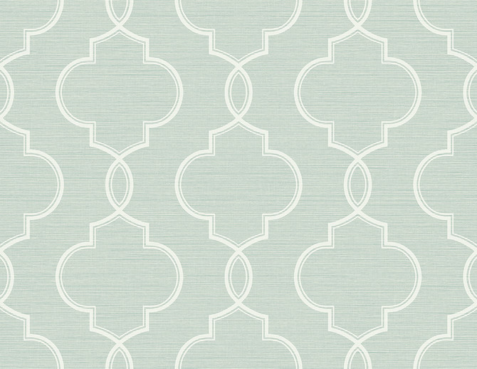 Malo Aqua Sisal Ogee Wallpaper by Kenneth James GeoTex Covers about 60.8 square feet 27-in by 27-ft long roll Unpasted 10.4 - Fabric Carolina -