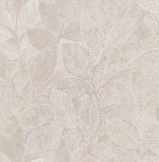 Niabi Pink Leaves Wallpaper by Brewster For Your Bath III Covers about 56.4 square feet 20.5-in by 33-ft long roll Unpasted 3.75 - Fabric Carolina -