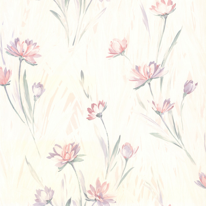 Veldt Lavender Chic Floral Wallpaper by Brewster For Your Bath II Covers about 56.4 square feet 20.5-in by 33-ft long roll Unpasted 20.9 - Fabric Carolina -