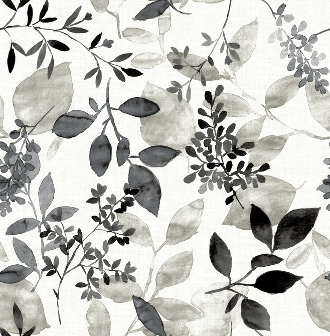 Gossamer Black Botanical Wallpaper by A-Street Prints Eclipse Covers about 56.4 square feet 20.5-in by 33-ft long roll Unpasted 20.9 - Fabric Carolina -