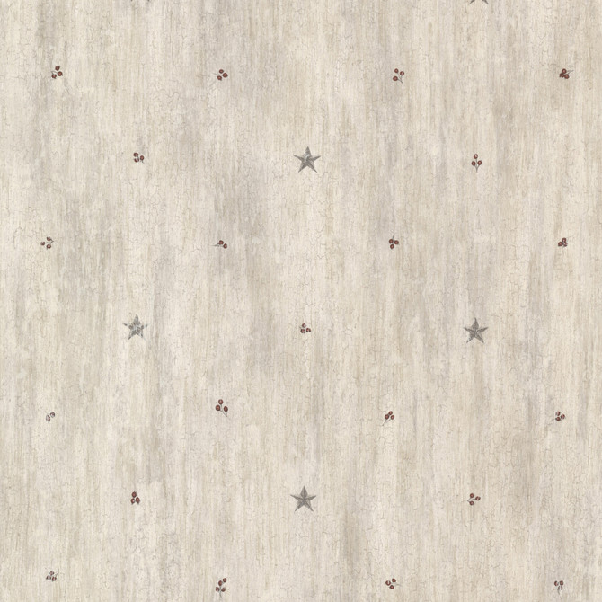 Bryndle Grey Barnstar & Sprigs Wallpaper by Chesapeake Countryside Covers about 56.4 square feet 20.5-in by 33-ft long roll Prepasted 0 - Fabric Carolina -