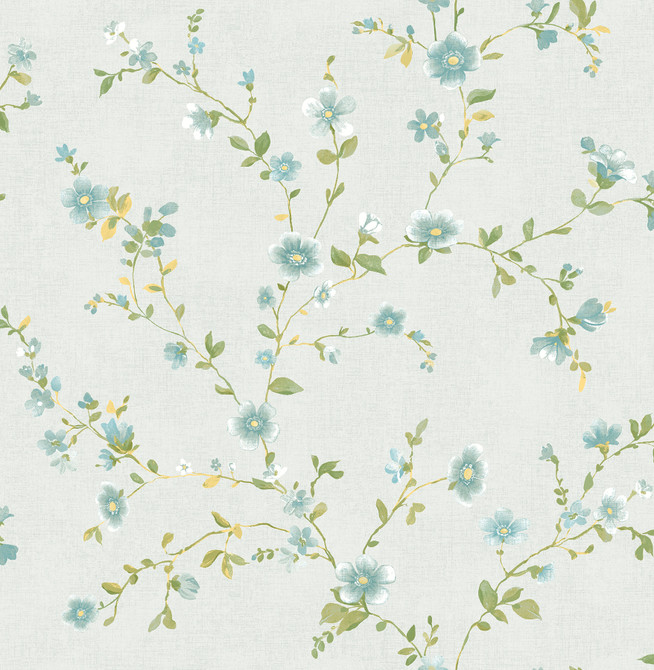 Delphine Light Blue Floral Wallpaper by A-Street Prints Ami Covers about 56.4 square feet 20.5-in by 33-ft long roll Unpasted 20.9 - Fabric Carolina -