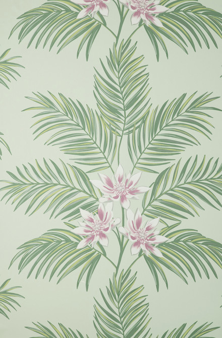 Bali Sage Palm Wallpaper by Fine Decor Medley Covers about 56.4 square feet 20.5-in by 33-ft long roll Unpasted 20.9 - Fabric Carolina -