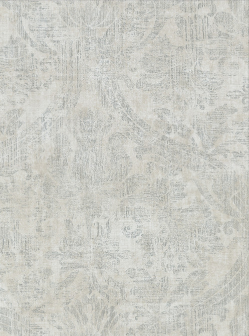 Abigail Light Grey Damask Wallpaper by Warner Warner Textures X Covers about 60.8 square feet 27-in by 27-ft long roll Unpasted 24 - Fabric Carolina -