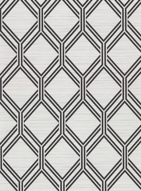 Vaughan Grey Geometric Wallpaper by Warner Warner Basics V Covers about 60.8 square feet 27-in by 27-ft long roll Unpasted 9 - Fabric Carolina -
