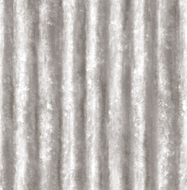 Kirkland Silver Corrugated Metal Wallpaper by A-Street Prints Trilogy Covers about 56.4 square feet 20.5-in by 33-ft long roll Unpasted 20.5 - Fabric Carolina -