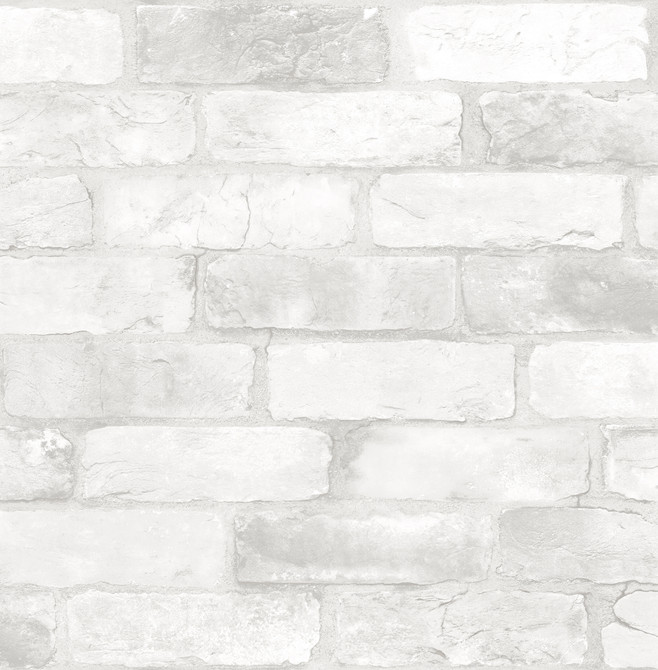 Adams White Reclaimed Bricks Wallpaper by Brewster Techniques & Finishes III Covers about 56.4 square feet 20.5-in by 33-ft long roll Unpasted 10.5 - Fabric Carolina -
