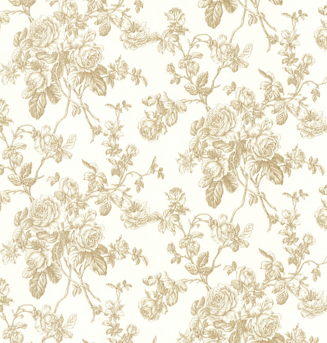 Louisa Gold Rose Trail Wallpaper by Beacon House Somerset House Covers about 56.4 square feet 20.5-in by 33-ft long roll Unpasted 10.4 - Fabric Carolina -