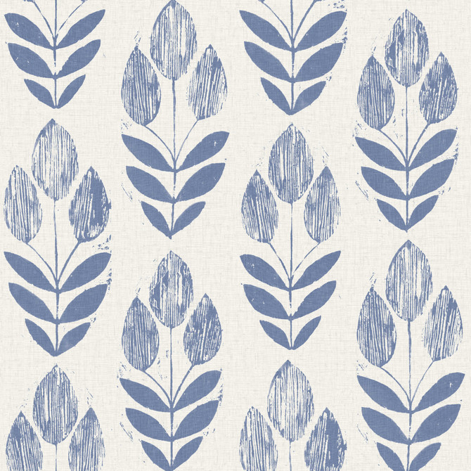 Scandinavian Blue Print Tulip Wallpaper by Beacon House Simple Space 2 Covers about 56.4 square feet 20.5-in by 33-ft long roll Unpasted 21 - Fabric Carolina -