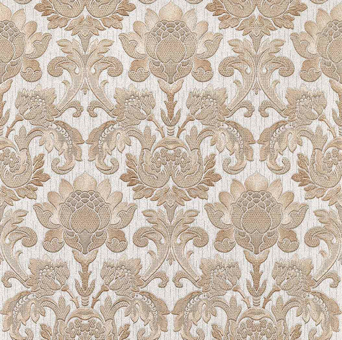 Dis Scudo Beige Damask Wallpaper by Brewster Regent Covers about 57.8 square feet 21-in by 33-ft long roll Unpasted 21 - Fabric Carolina -