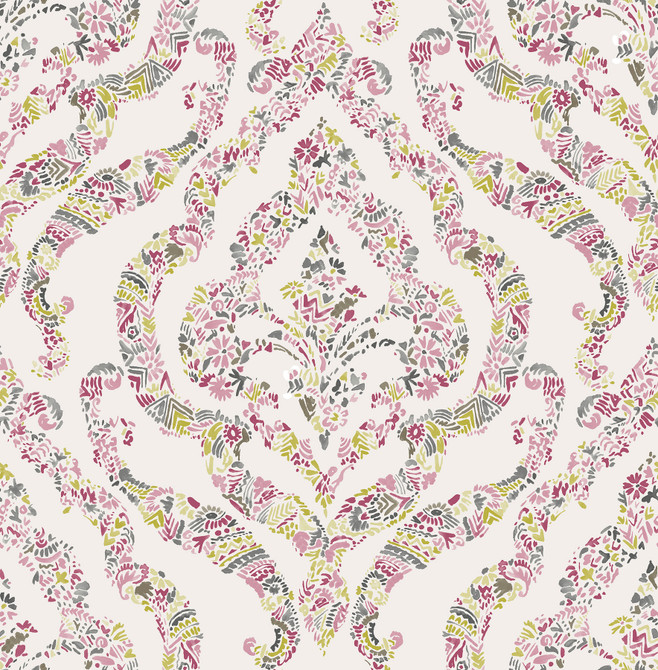 Featherton Pink Floral Damask Wallpaper by A-Street Prints Perennial Covers about 56.4 square feet 20.5-in by 33-ft long roll Unpasted 20.9 - Fabric Carolina -