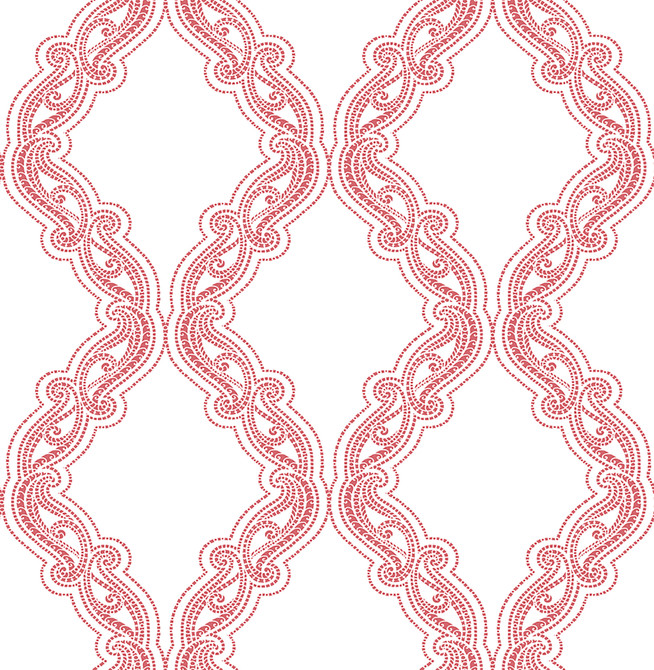 Harmony Coral Ogee Wallpaper by A-Street Prints Mirabelle Covers about 56.4 square feet 20.5-in by 33-ft long roll Unpasted 20.5 - Fabric Carolina -