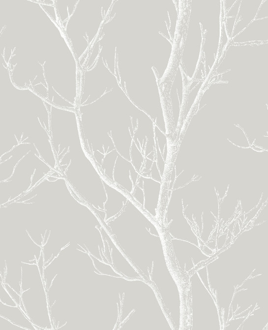 Laelia Light Grey Silhouette Tree Wallpaper by Brewster Kitchen & Bath Essentials Covers about 56.4 square feet 20.5-in by 33-ft long roll Unpasted 12.6 - Fabric Carolina -
