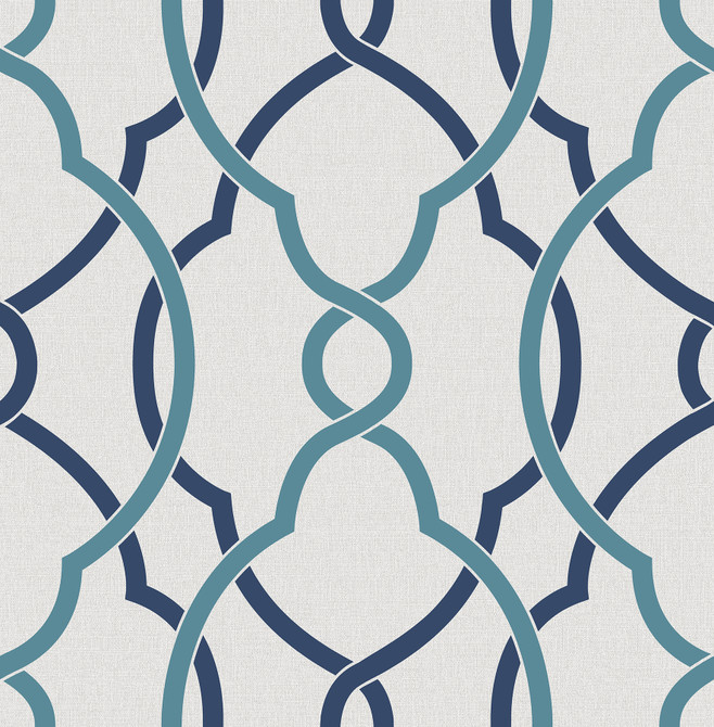 Sausalito Navy Lattice Wallpaper by A-Street Prints Geometrie Covers about 56.4 square feet 20.5-in by 33-ft long roll Unpasted 21 - Fabric Carolina -