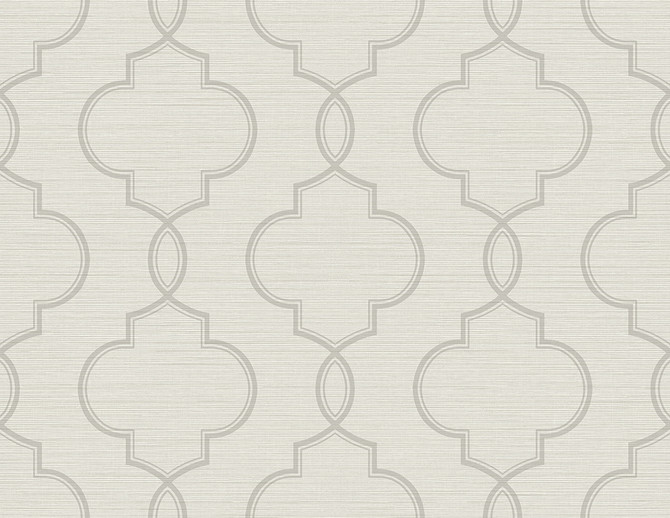 Malo Light Grey Sisal Ogee Wallpaper by Kenneth James GeoTex Covers about 60.8 square feet 27-in by 27-ft long roll Unpasted 10.4 - Fabric Carolina -