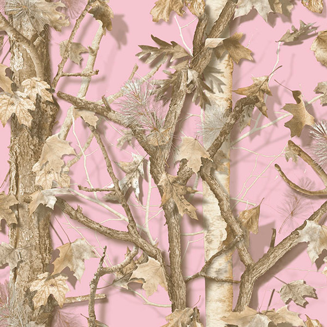 Sawgrass Pink Camo Forest Wallpaper by Chesapeake Echo Lake Lodge Covers about 60.8 square feet 27-in by 27-ft long roll Prepasted 27 - Fabric Carolina -