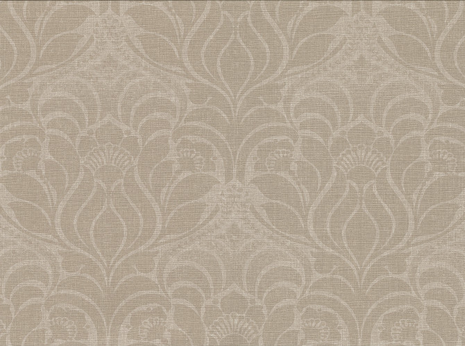 Sandor Light Brown Damask Wallpaper by Warner Cortina IV Covers about 60.8 square feet 27-in by 27-ft long roll Unpasted 18 - Fabric Carolina -