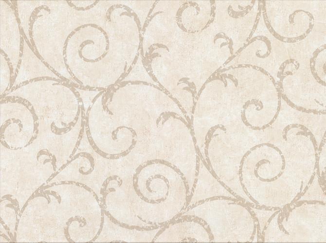 Sansa Cream Plaster Scroll Wallpaper by Warner Cortina IV Covers about 60.8 square feet 27-in by 27-ft long roll Unpasted 18 - Fabric Carolina -