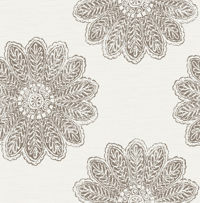 Sol Espresso Medallion Wallpaper by A-Street Prints Celadon Covers about 56.4 square feet 20.5-in by 33-ft long roll Unpasted 20.9 - Fabric Carolina -