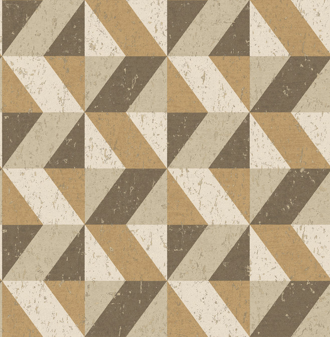 Cerium Gold Concrete Geometric Wallpaper by Decorline Architecture Covers about 56.4 square feet 20.5-in by 33-ft long roll Unpasted 20.9 - Fabric Carolina -
