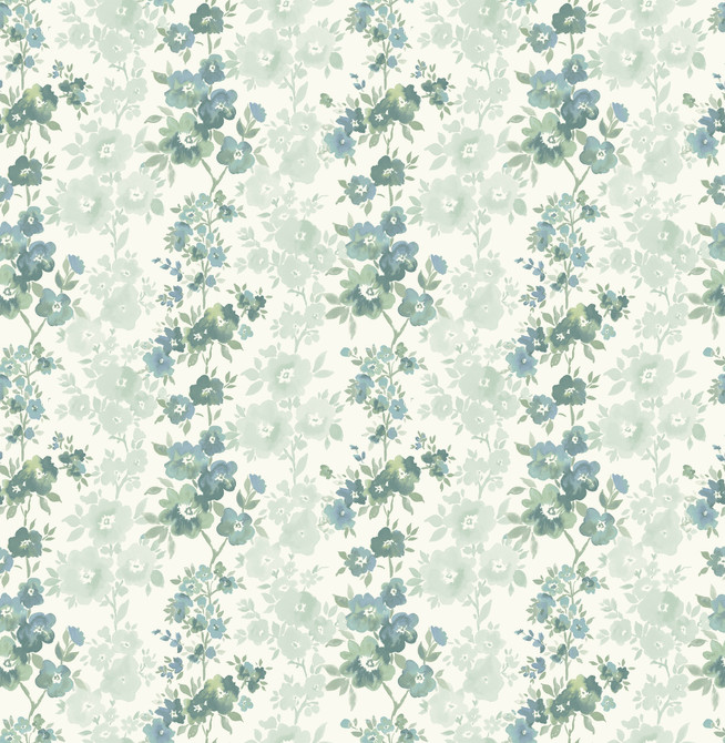 Charlise Teal Floral Stripe Wallpaper by A-Street Prints Ami Covers about 56.4 square feet 20.5-in by 33-ft long roll Unpasted 10.4 - Fabric Carolina -