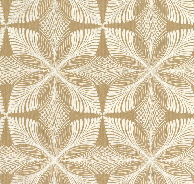 Roulettes Gold Wallpaper by Ronald Redding Handcrafted Naturals Covers about 60.8 square feet 27-in by 27-ft long roll Unpasted 25.25 - Fabric Carolina -