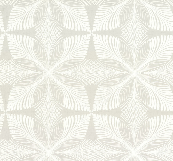 Roulettes Grey & White Wallpaper by Ronald Redding Handcrafted Naturals Covers about 60.8 square feet 27-in by 27-ft long roll Unpasted 25.25 - Fabric Carolina -
