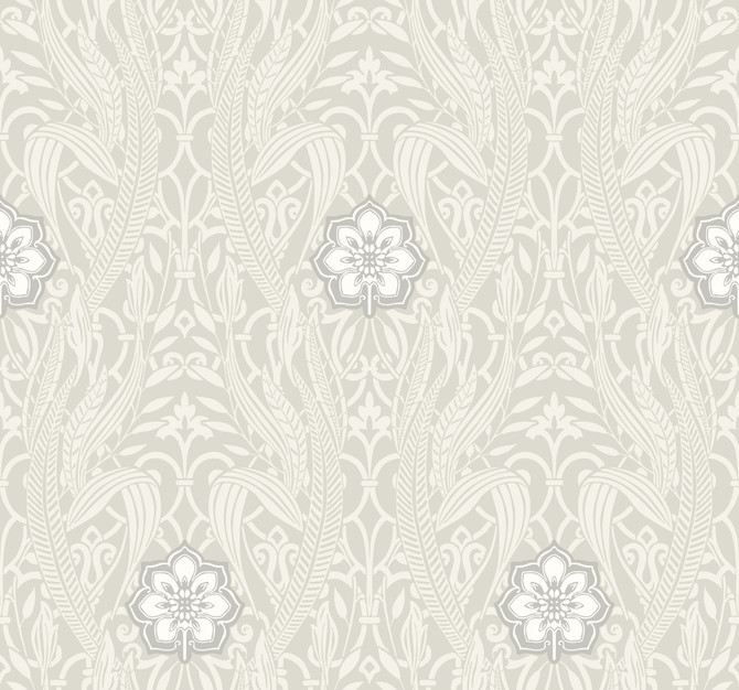 Gatsby Damask Grey Wallpaper by York Wallcoverings Damask Resource Library Covers about 60.8 square feet 27-in by 27-ft long roll Prepasted 25.25 - Fabric Carolina -