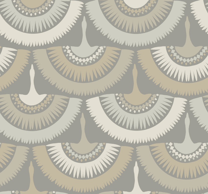 Feather & Fringe Grey Wallpaper by Antonina Vella Antonina Vella Boho Luxe Covers about 60.8 square feet 27-in by 27-ft long roll Unpasted 25.25 - Fabric Carolina -