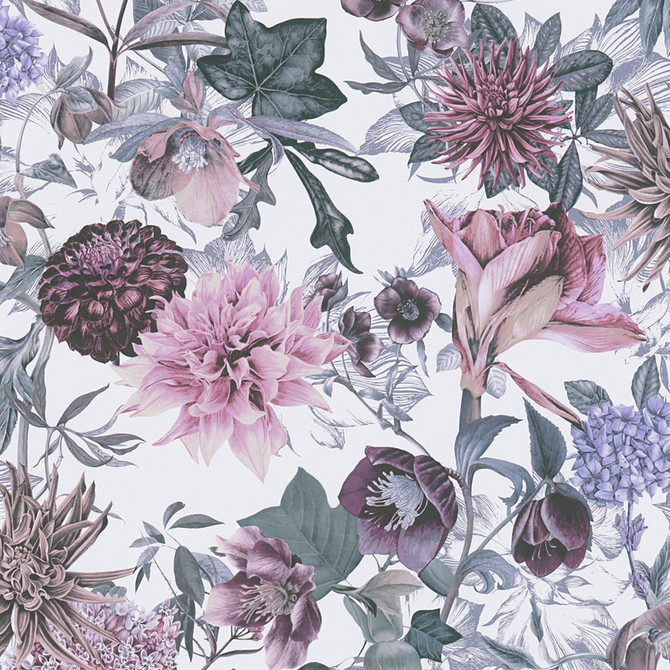 Althea Lavender Flower Garden Wallpaper by AS Creation AS Creation Covers about 57.5 square feet 20.9-in by 33-ft long roll Unpasted 25.2 - Fabric Carolina -