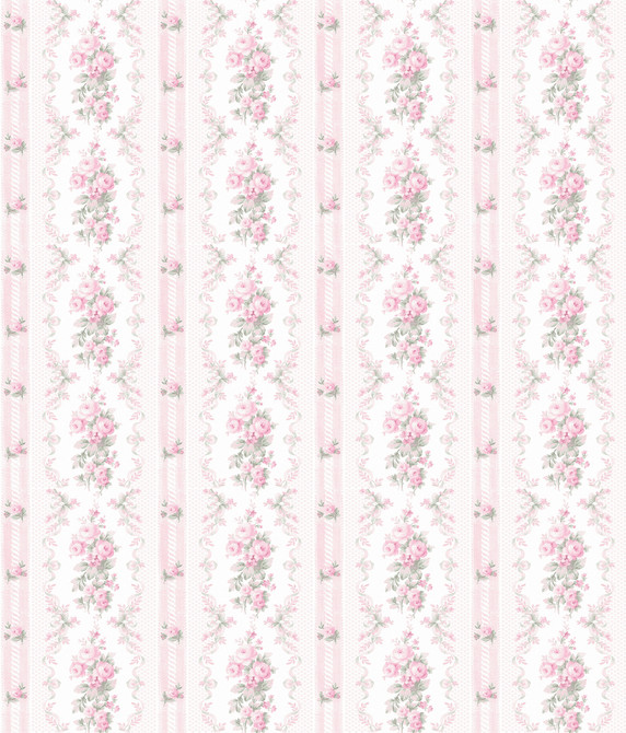 Dreamy Days Pink Parfait Stripe & Floral Wallpaper by A-Street Prints LoveShackFancy Covers about 56.4 square feet 20.5-in by 33-ft long roll Unpasted 24 - Fabric Carolina -