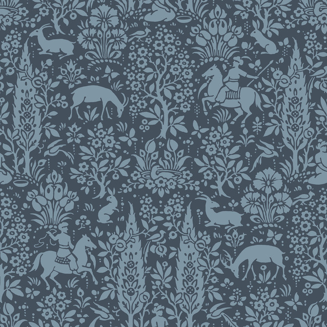Sherwood Dark Blue Woodland Wallpaper by Crown CWV Covers about 56.4 square feet 20.5-in by 33-ft long roll Unpasted 20.9 - Fabric Carolina - Sherwood Dark Blue Woodland Wallpaper by Crown CWV Covers about 56.4 square feet 20.5-in by 33-ft long roll Unpasted 20.9 - Fabric Carolina -